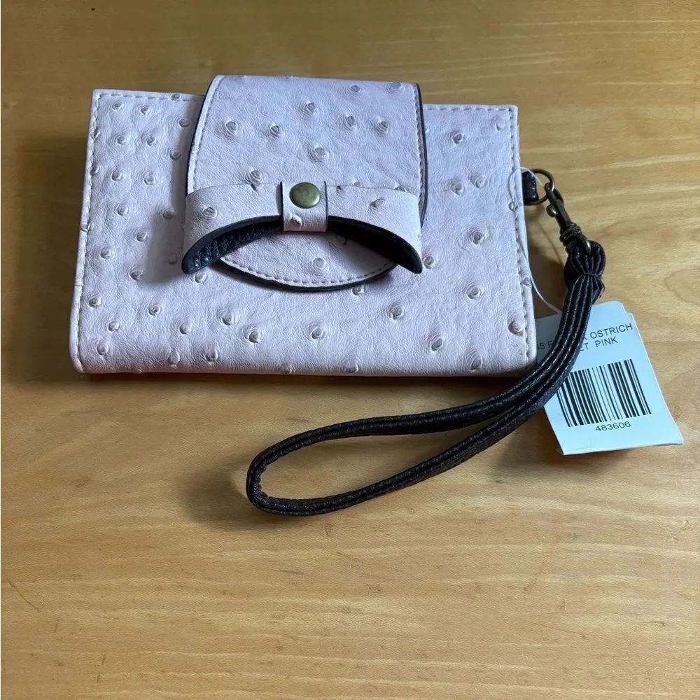 NWT Faux Ostrich Wristlet/Wallet in Pink